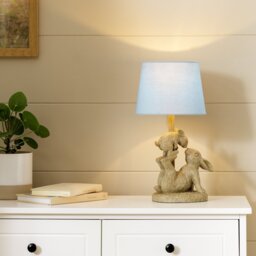 Argos Home Resin Bunny Table Lamp - Light Oak & Blue - thumbnail 2