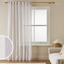 Argos Home Stripe Tab Top Sheer Voile Curtain - Grey - 140x183cm - thumbnail 1
