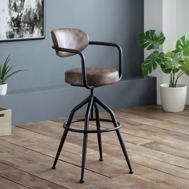 Julian Bowen Barbican Faux Leather Bar Stool - Brown - image 1