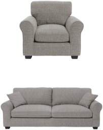 Argos Home Lisbon Fabric Chair & 4 Seater Sofa - Grey - thumbnail 1