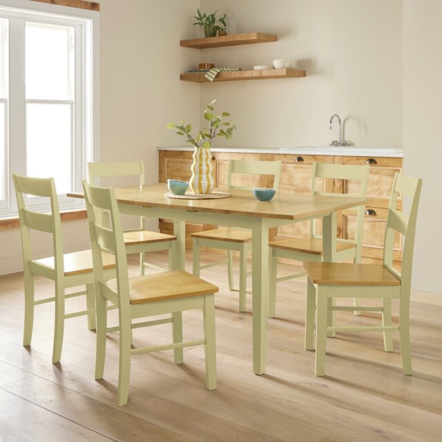 Argos Home Chicago Extending Cream Dining Table & 6 Chairs - image 1