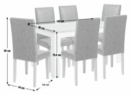 Argos Home Preston Grey Dining Table & 6 Cream Chairs - thumbnail 2