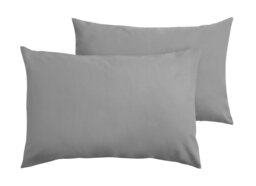 Home Essentials Brushed Cotton Pillowcase Pair-Grey - thumbnail 1