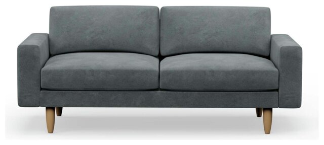 Hutch Velvet Block Arm 3 Seater Sofa - Slate Grey - image 1