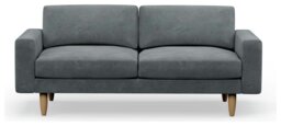 Hutch Velvet Block Arm 3 Seater Sofa - Slate Grey - thumbnail 1