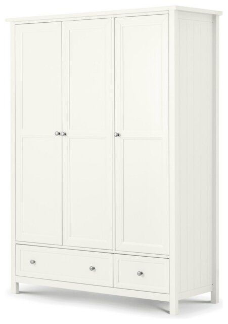 Julian Bowen Maine 3 Door 2 Drawer Wardrobe - White - image 1