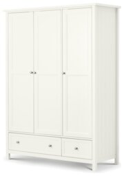 Julian Bowen Maine 3 Door 2 Drawer Wardrobe - White - thumbnail 1