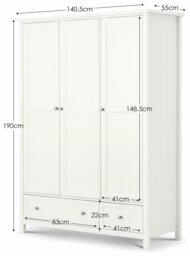 Julian Bowen Maine 3 Door 2 Drawer Wardrobe - White - thumbnail 2
