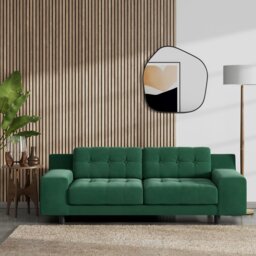 Habitat Hendricks Fabric 3 Seater Sofa - Green - Black Leg - thumbnail 2