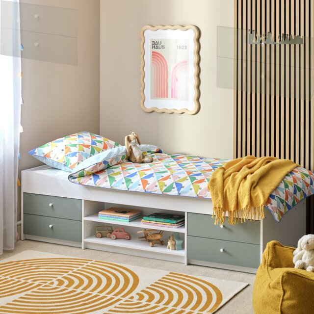 Argos Home Malibu Storage Cabin Bed - Green & White - image 1