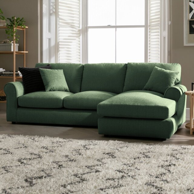 Argos Home Lisbon Fabric Right Hand Corner Chaise Sofa - Green - image 1