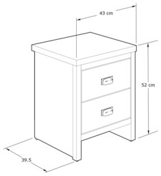 GFW Boston 2 Drawer Bedside Table - Oak - thumbnail 2