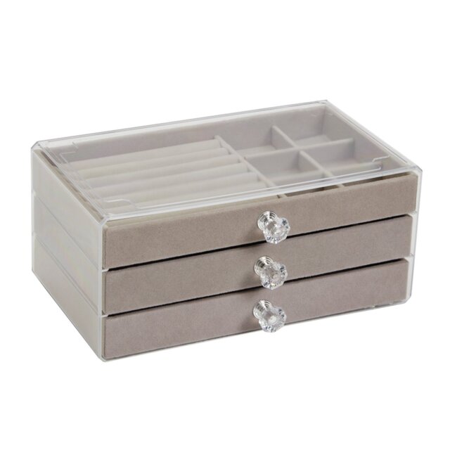 Argos Home Transparent Perspex Three Drawer Jewellery Box - image 1