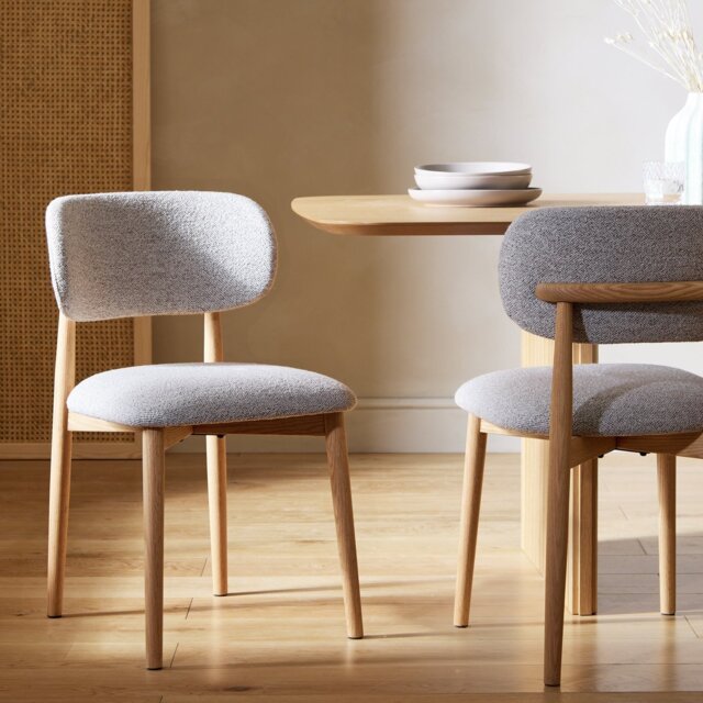 Habitat Arona Pair of Fabric Dining Chairs - Natural - image 1