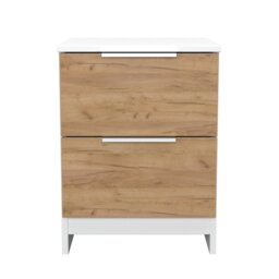 Livara Ready Assembled Orillia Bedside Table - White & Oak - thumbnail 2