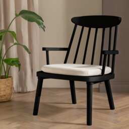 Habitat Lenny Solid Wood Spindle Armchair - Black - thumbnail 1