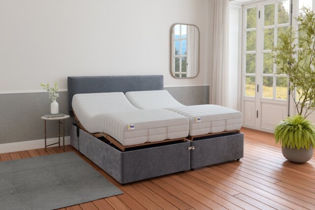 Mibed Memory Superking Adjustable Bed Frame & Mattress -Grey - image 1