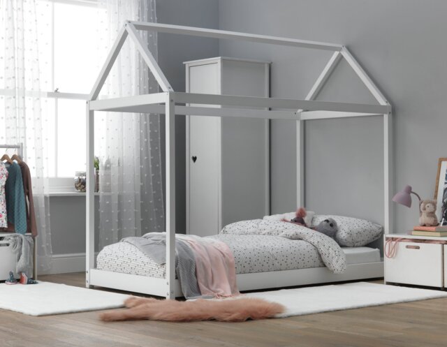 Habitat House Single Bed Frame and Kids Mattress - White - image 1