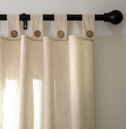 Habitat Button Voile Unlined Tab Top Panel - Natural - thumbnail 2