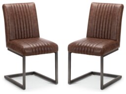 Julian Bowen Pair of Faux Leather Dining Chairs - Brown