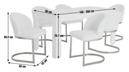 Argos Home Miami Extend White Dining Table & 6 Camel Chairs - thumbnail 2