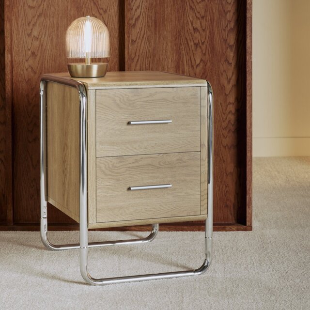 Habitat Albers Chrome Filing Cabinet - Natural - image 1