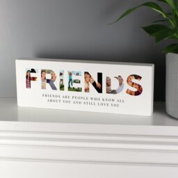 Personalised Message Friends Photo Upload Wooden Ornament - thumbnail 1