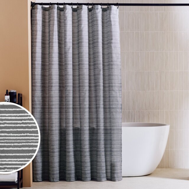 Argos Home Charcoal Stripe Antibacterial Shower Curtain - image 1