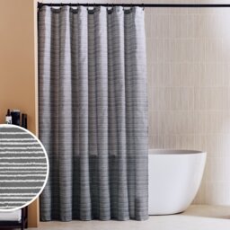 Argos Home Charcoal Stripe Antibacterial Shower Curtain