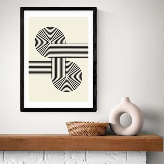 East End Prints Retro Waves Black Frame Art Print - A3 - image 1