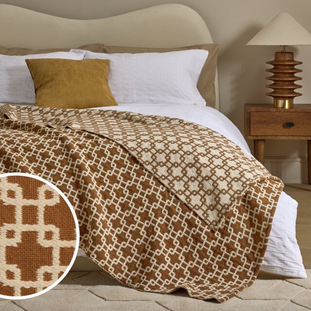 Habitat Chain Geo Woven Throw - Brown - 125x150cm - image 1