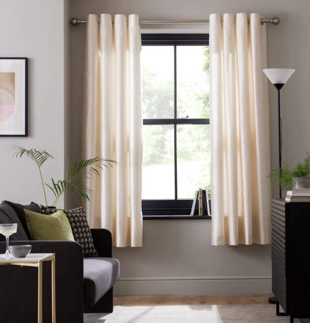 Habitat Faux Silk Eyelet Curtains - Champagne - 168x183cm - image 1