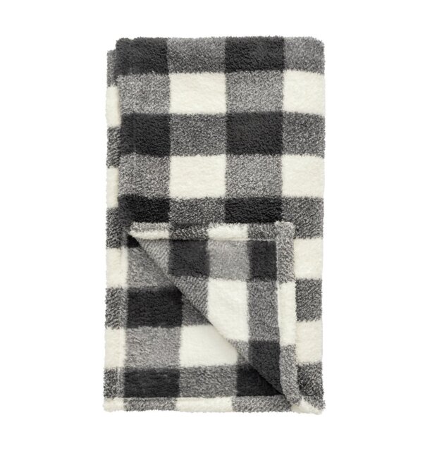 Argos Home Printed Fleece Check Throw - Mono -125x150cm - image 1