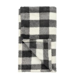 Argos Home Printed Fleece Check Throw - Mono -125x150cm - thumbnail 1