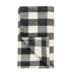 Argos Home Printed Fleece Check Throw - Mono -125x150cm - thumbnail 2