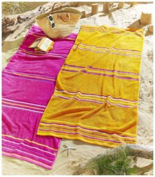 Catherine Lansfield 2 Pack Beach Towel - Pink & Yellow - thumbnail 1
