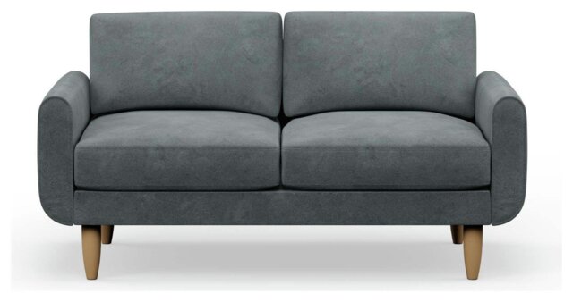 Hutch Velvet Round Arm 2 Seater Sofa - Slate Grey - image 1