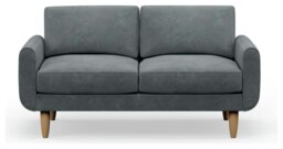 Hutch Velvet Round Arm 2 Seater Sofa - Slate Grey - thumbnail 1