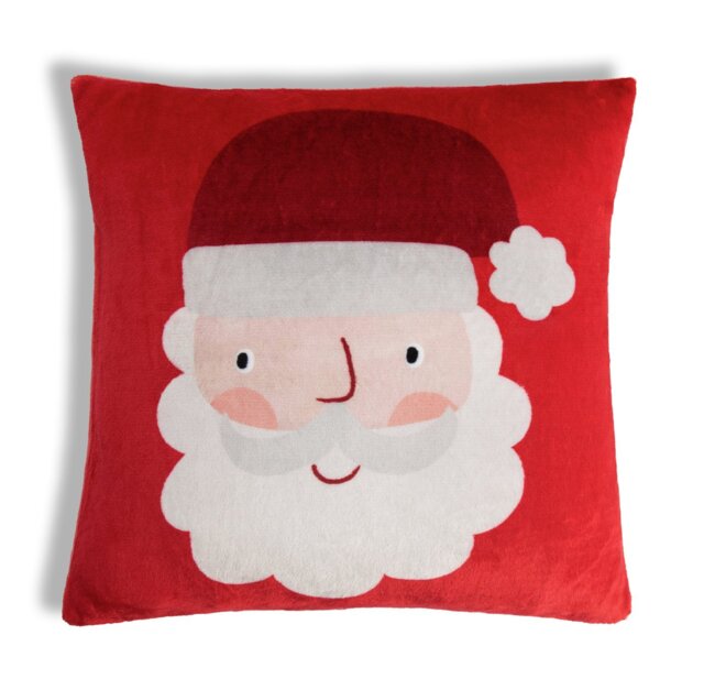 Argos Home Christmas Santa Printed Fleece Cushion -Red&White - image 1