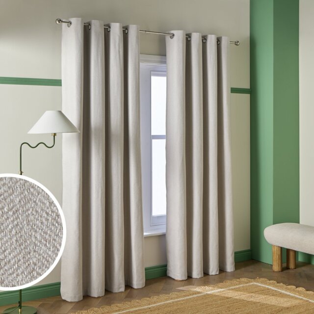 Habitat Textured Blackout Herringbone Eyelet Curtain - Cream - 117x137cm - image 1