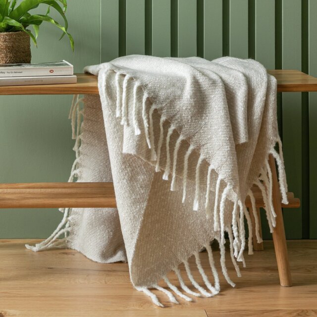 Habitat Faux Mohair Stripe Throw - Latte - 125 x 150cm - image 1
