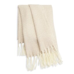 Habitat Faux Mohair Stripe Throw - Latte - 125 x 150cm - thumbnail 2