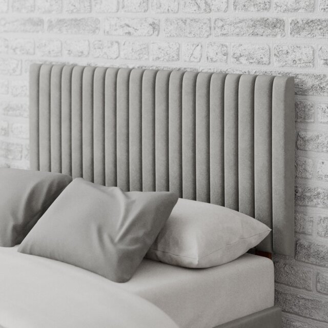 Aspire Grant Velvet Single Headboard - Silver - image 1