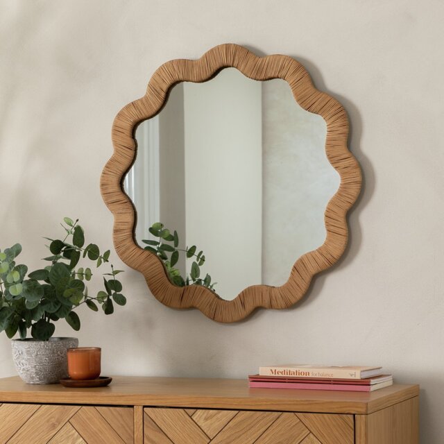 Habitat Rattan Round Wavy Wall Mirror - 60x60cm - image 1