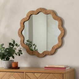 Habitat Rattan Round Wavy Wall Mirror - 60x60cm - thumbnail 1