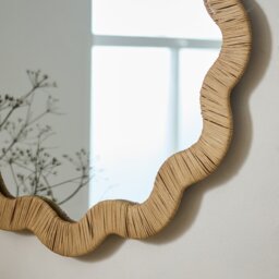 Habitat Rattan Round Wavy Wall Mirror - 60x60cm - thumbnail 2