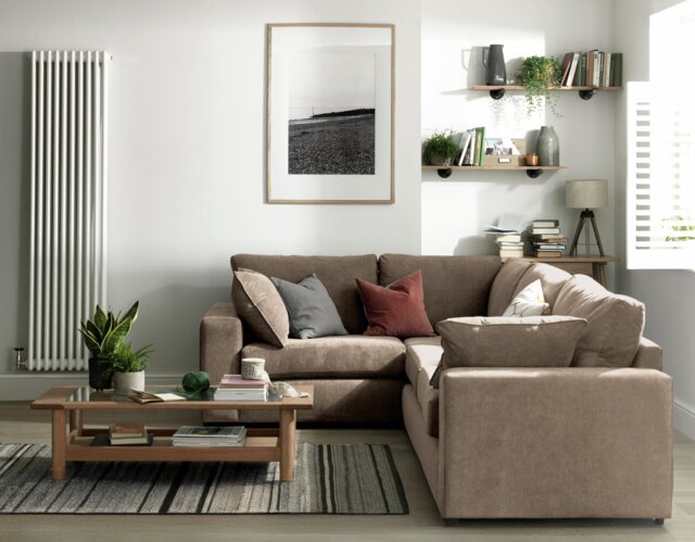 Habitat Elmdon Fabric Left Hand Corner Sofa - Natural - image 1