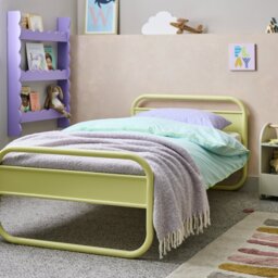 Habitat Kids Rory Curved Single Metal Bed Frame -Yellow - thumbnail 1