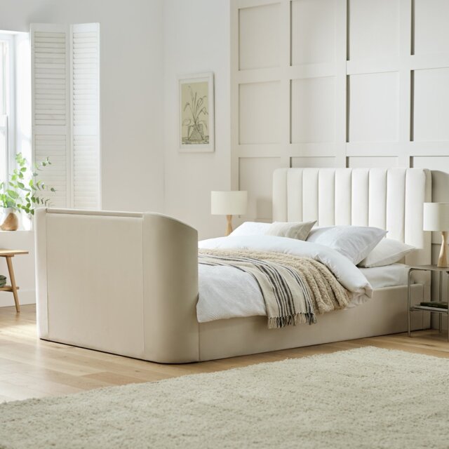 Argos Home Pandora Small Double TV Ottoman Bed - Cream