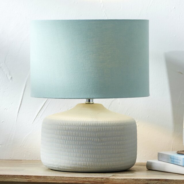 Pacific Kai Textured Ceramic Table Lamp - Duck egg & Natural - image 1
